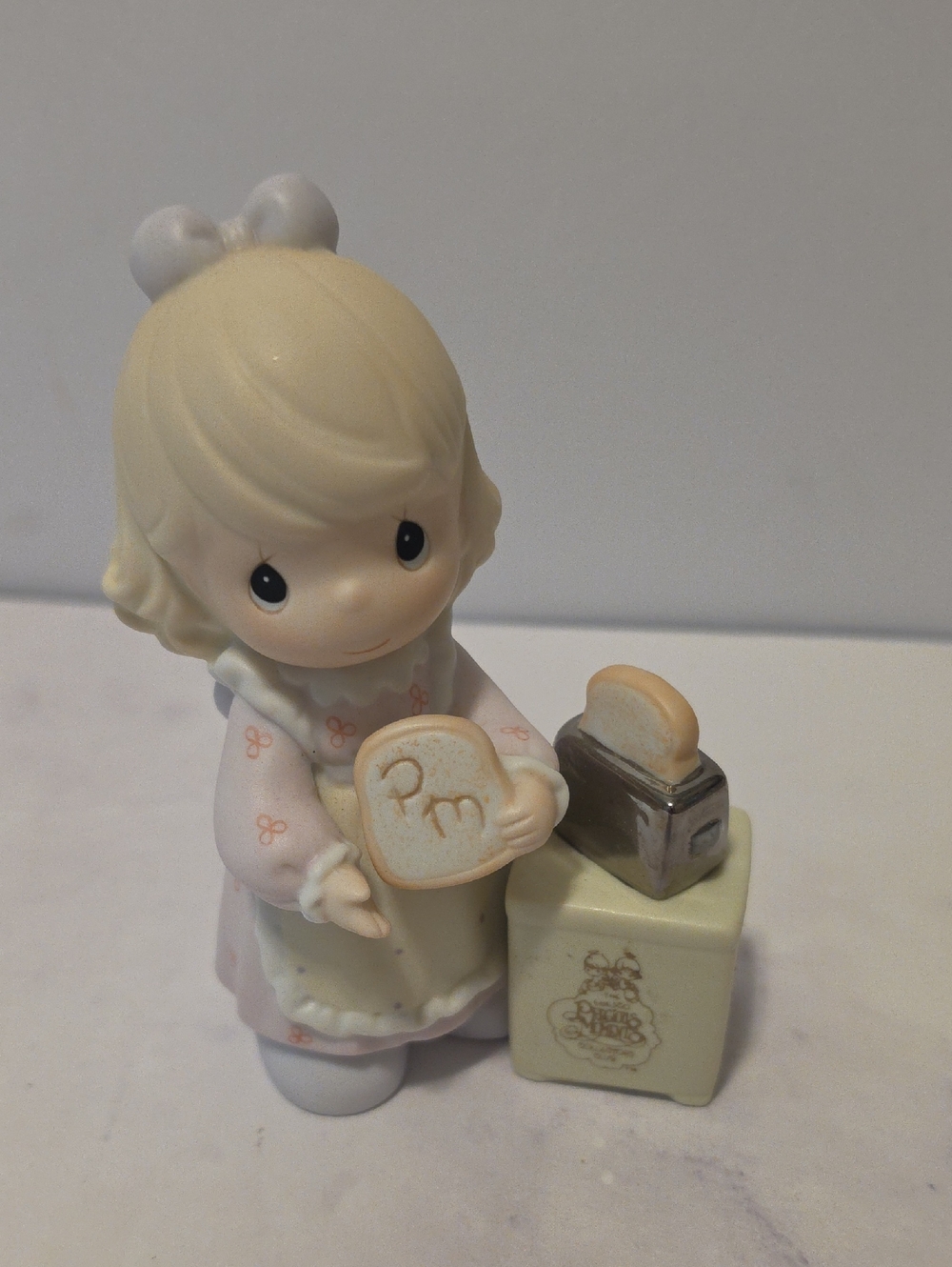 Precious Moments Pink & Cream Figurine - Girl with Toaster